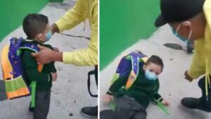 Bambino cade per colpa del peso dello zaino il video diventa virale