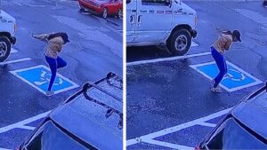 Giovane ragazza trova finalmente lavoro e danza di gioia nel parcheggio (VIDEO)