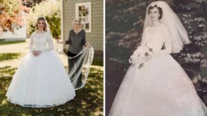 60 anni dopo la nipote indossa il vestito da sposa di sua nonna
